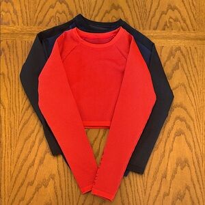 Aerie Red, Navy, and Black Crop Tops